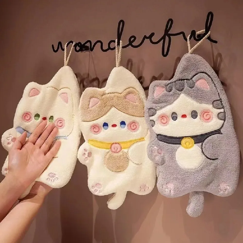 Home Bathroom Supplies - Cute Cat Hand Towel Quick Drying