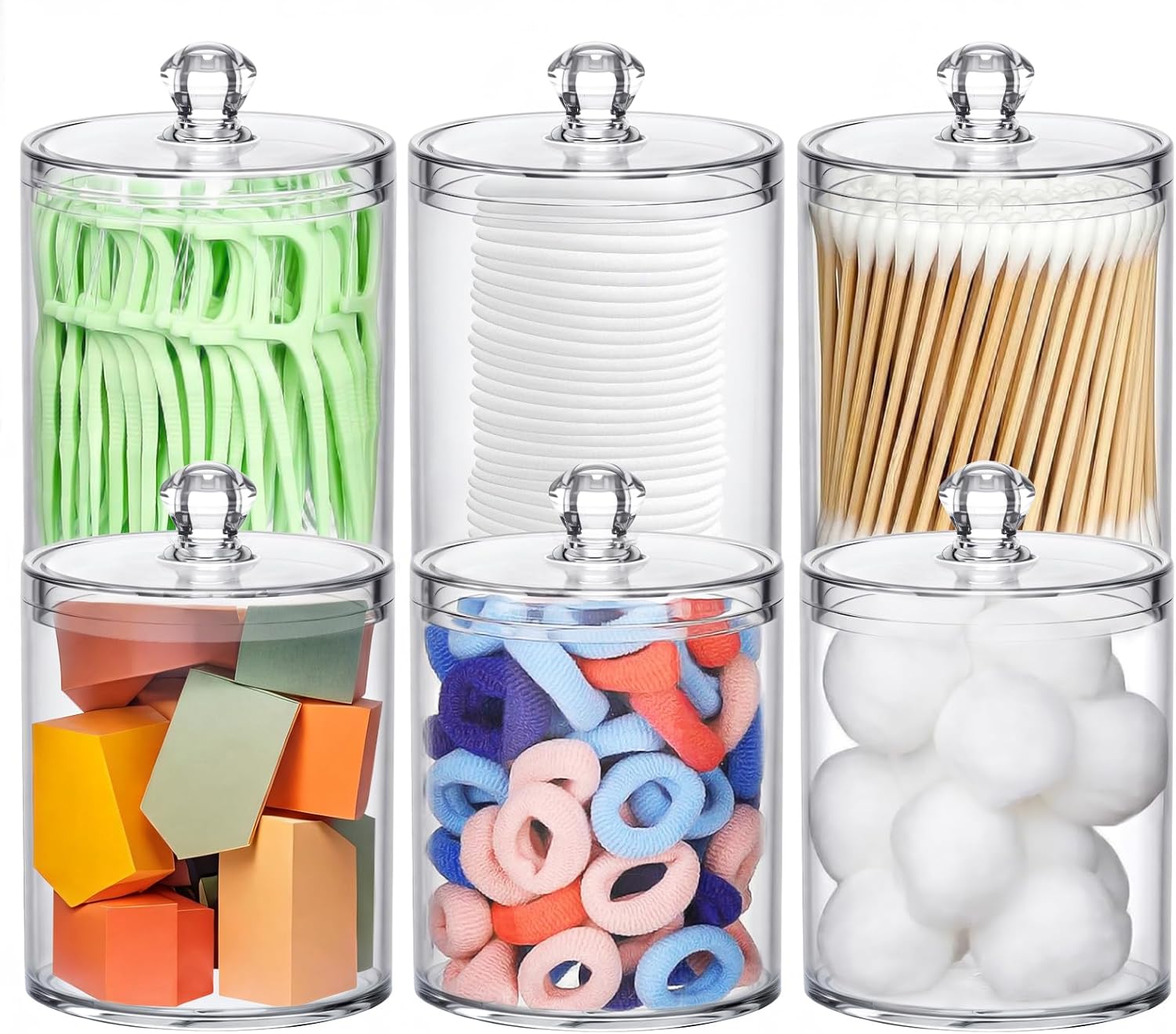 Home Bathroom Decor - Acrylic Qtip Holder 6 Pack with