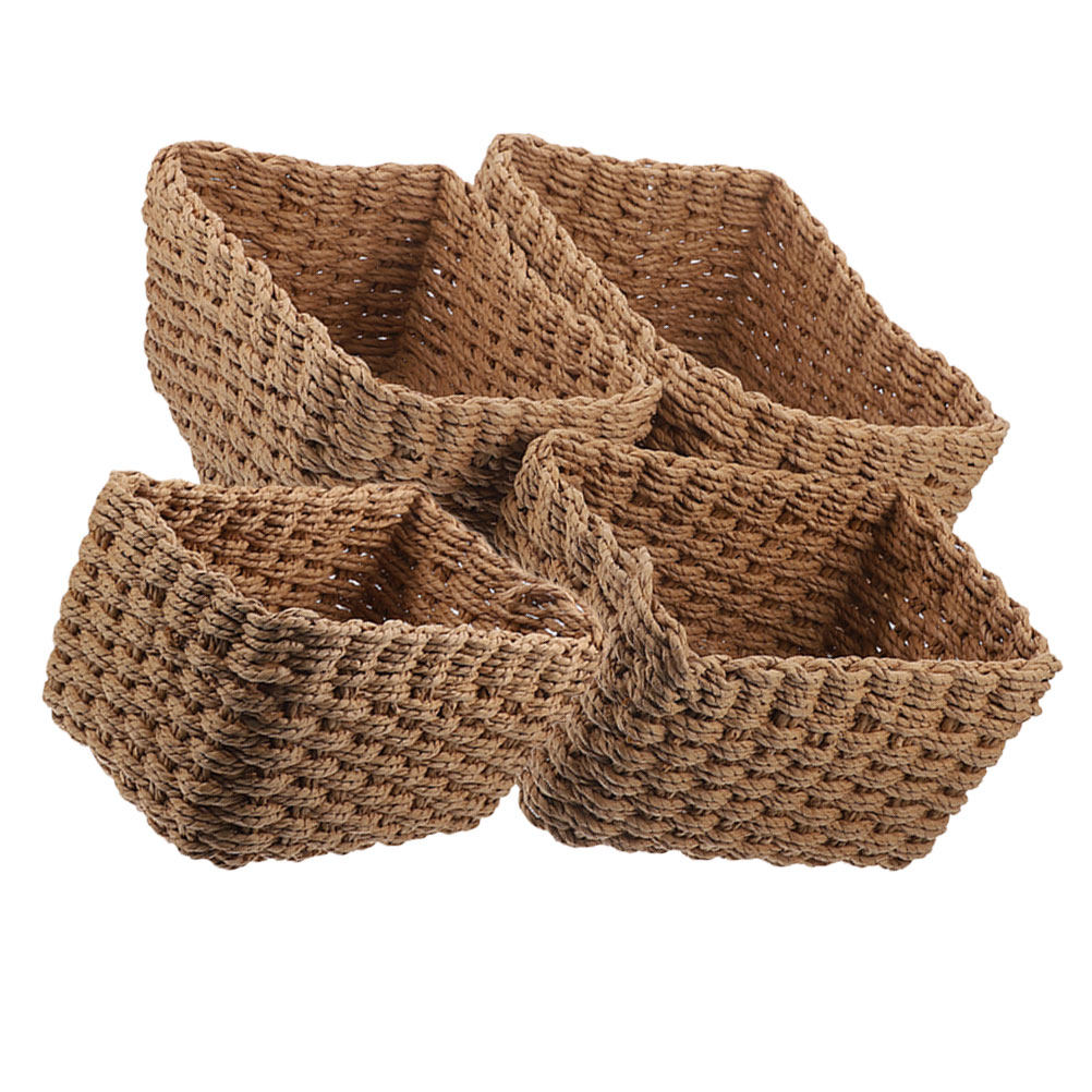 Home Bathroom Organizer - 4Pcs Handwoven Storage Basket Rustic Organizer