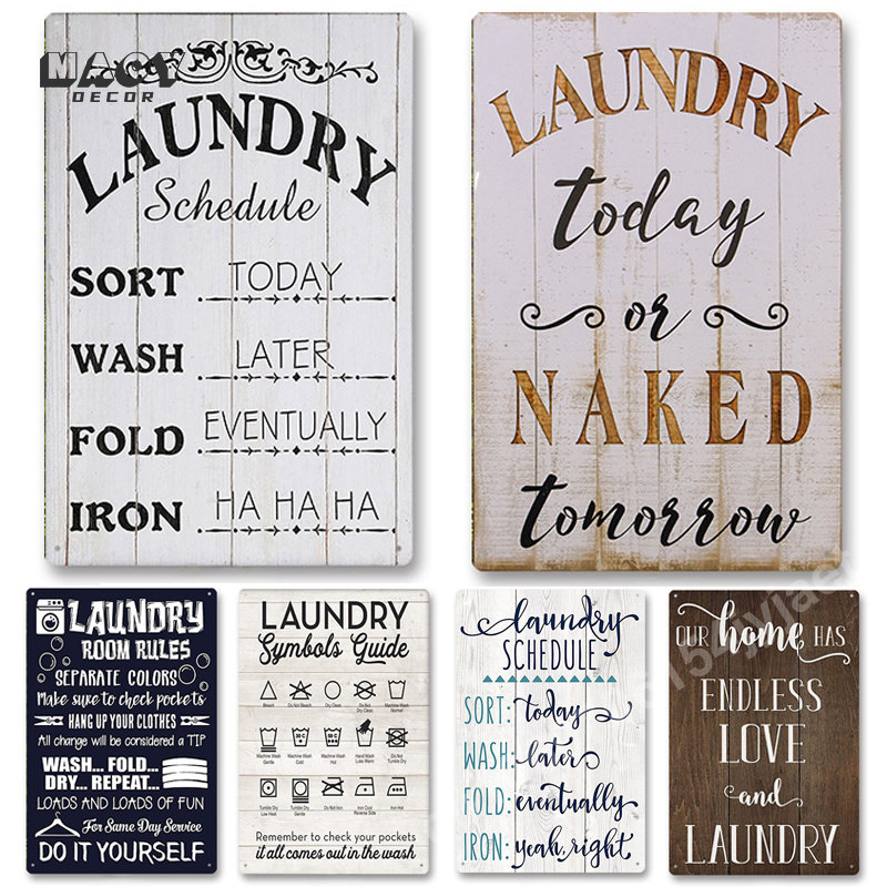 Slogan Metal Tin Sign Laundry  - Home Design Bathroom recension och pris
