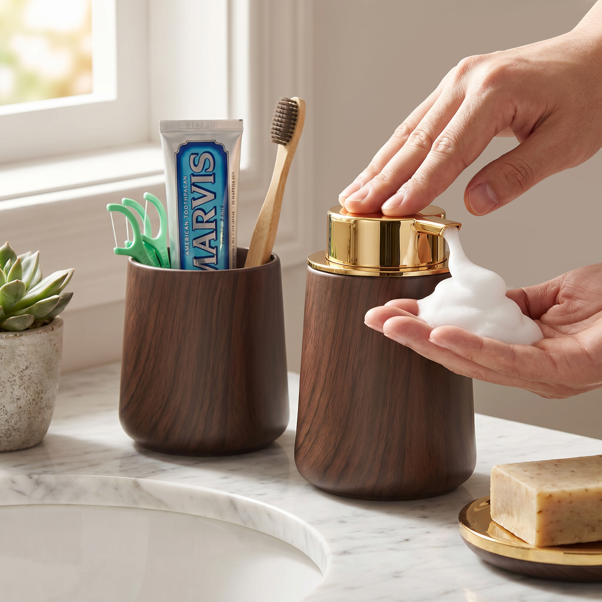 Elegant Hand Soap Dispenser an - Home Essentials Bathroom Organizer recension och pris