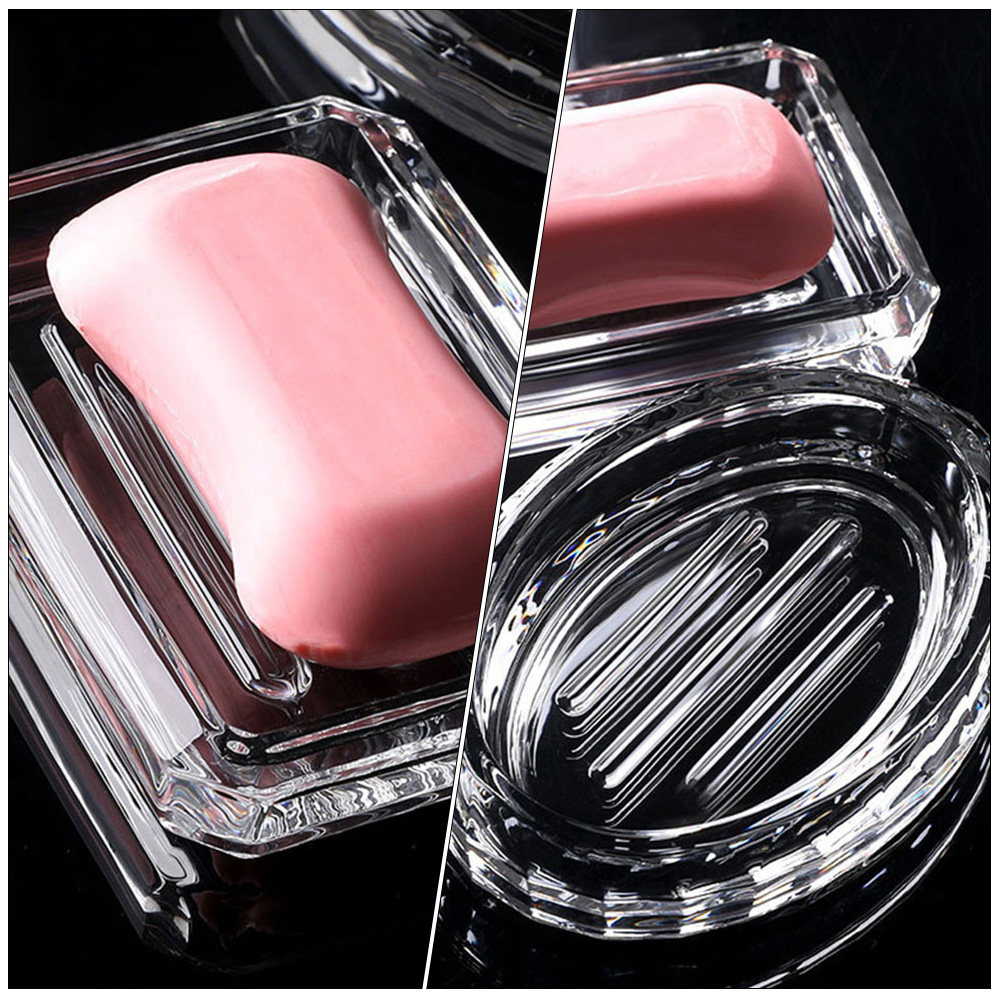 2Pcs Soap Box Transparent Glas - Home Bathroom Organizer recension och pris