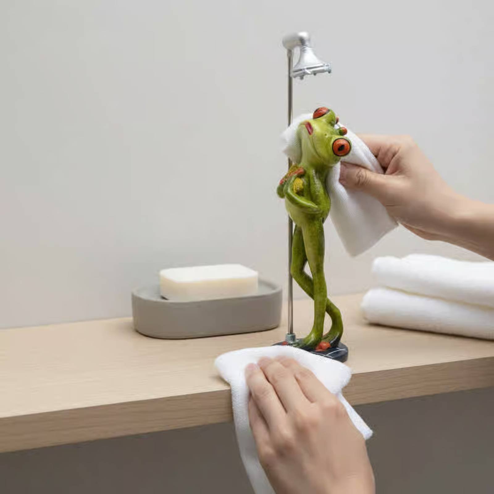 Showering Frog Figurine Novelt - Home Bathroom Decor recension och pris