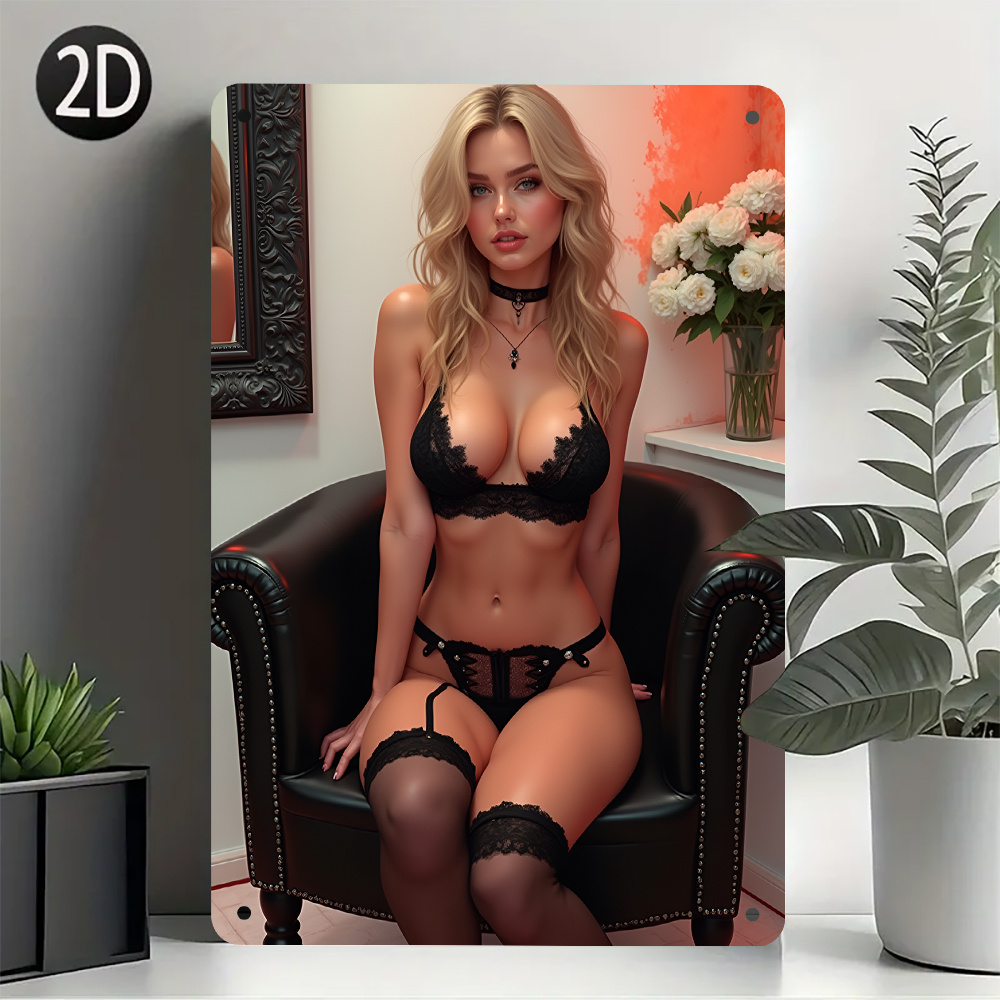 Vintage Sexy Lady Metal Tin Si - Home Design Bathroom recension och pris
