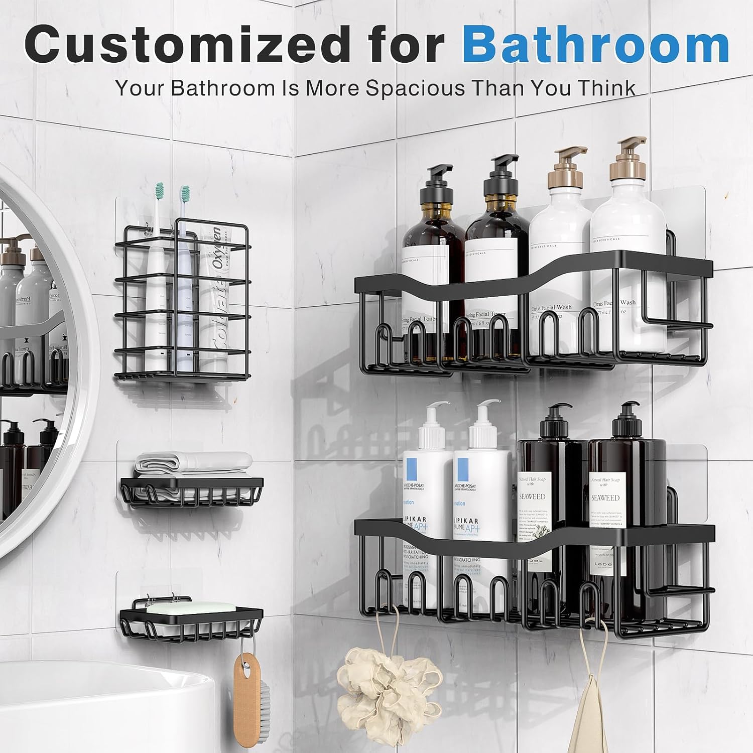 5-Pack Rustproof Stainless Ste - Home Essentials Bathroom Organizer recension och pris