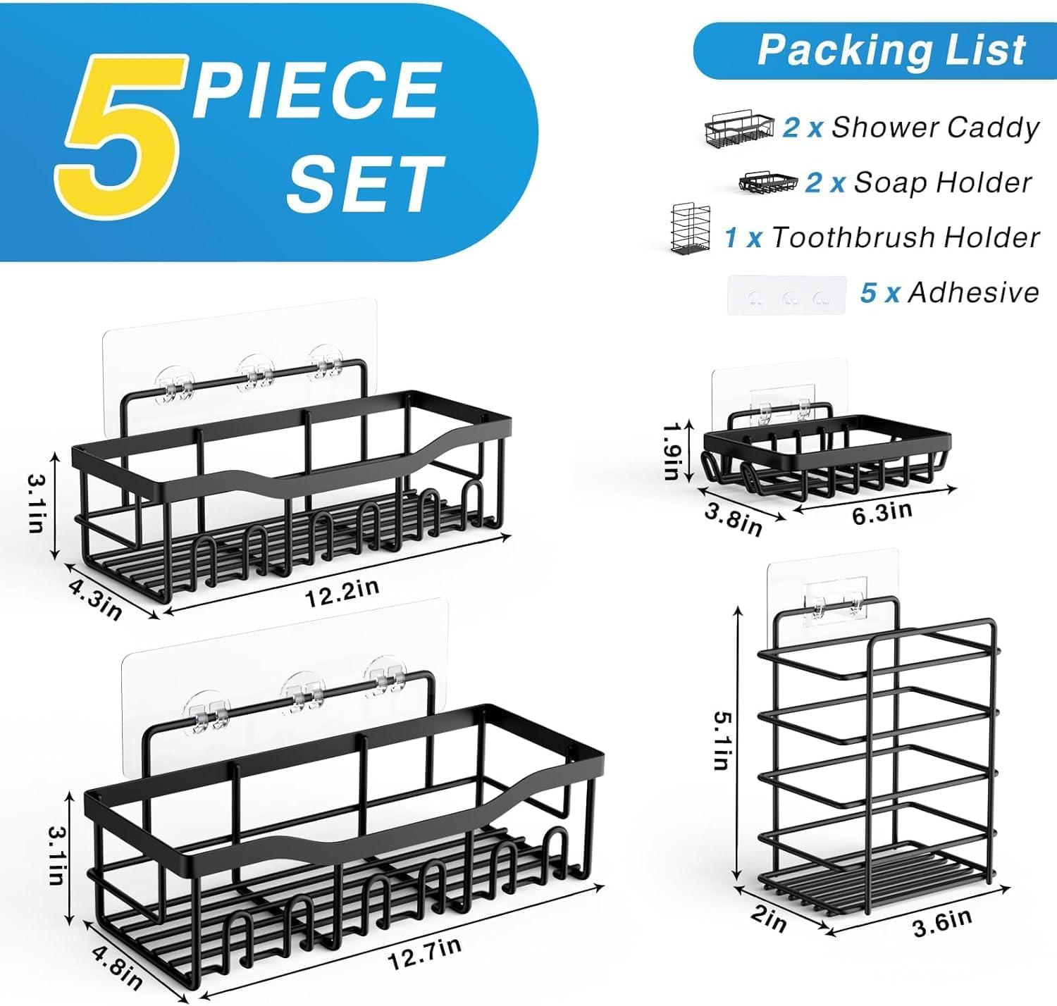 5-Pack Rustproof Stainless Ste - Home Essentials Bathroom Organizer recension och pris