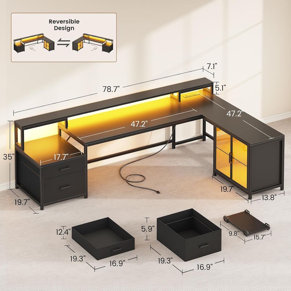 78.7 L-Shaped Gaming Desk with - Home & Bathroom Building Products Pte Ltd Reviews recension och pris