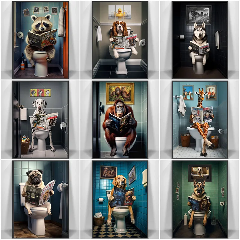 Funny Animal Wall Art Poster P - Home Bathroom Pic recension och pris