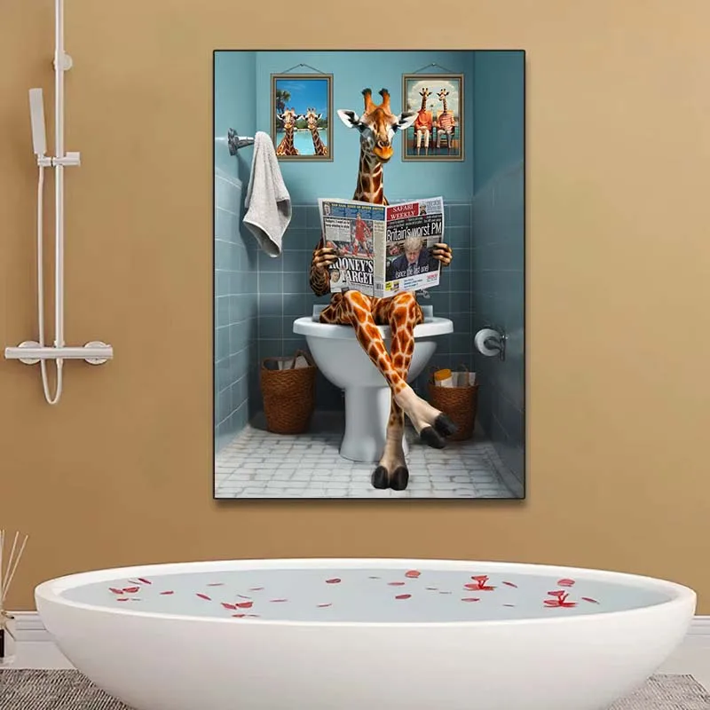 Funny Animal Wall Art Poster P - Home Bathroom Pic recension och pris
